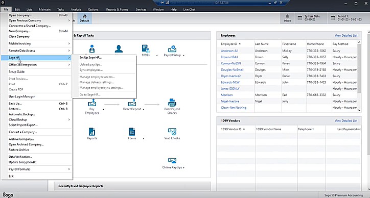 File > Sage HR
